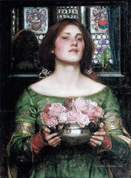Rassemblez des boutons de roses femme grecque John William Waterhouse Peinture à l'huile
